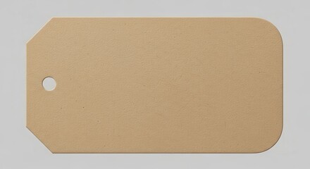 A realistic close-up of a blank brown kraft paper tag with a punched hole, perfect for pricing, labeling, or gift messages, isolated on a clean gray background