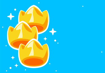 Three gold crowns for Traditional Three King's Day of January 6, holiday background vector illustration. Epiphany holiday