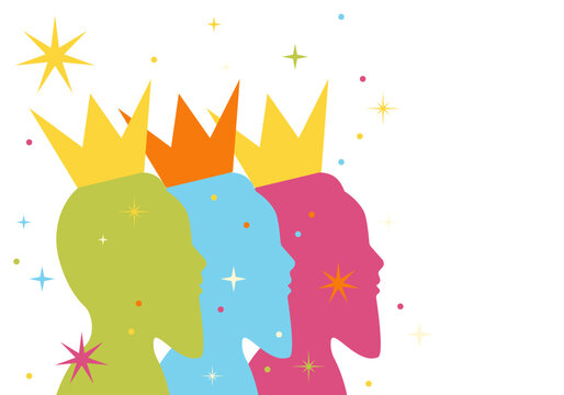 Three Wise Men, traditional Epiphany day, The three kings celebration. Three Kings' Day, Epiphany. January 6, holiday background vector illustration. Epiphany holiday