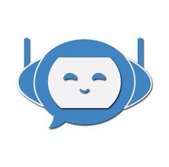 Blue Chatbot Face Icon — Friendly AI Assistant Avatar
