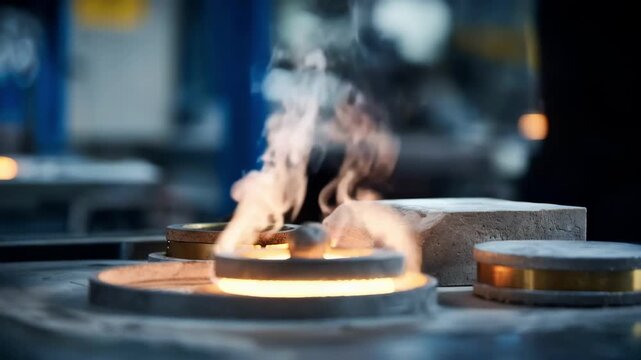 Medium shot showing closeup hands monitoring vacuum pressure during casting to minimize defects and enhance material quality.