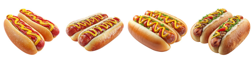 Delicious hot dogs with mustard and ketchup, perfect for summer picnics and backyard barbecues, a tasty classic American treat, ideal for food lovers and fast food enthusiasts