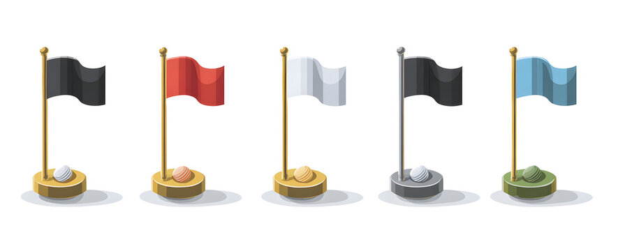 Golf flag icon set. Vector graphic illustration. Suitable for website design, logo, app, template, and ui.
