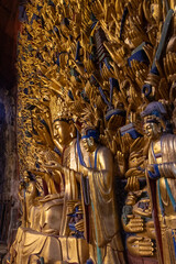 Dazu stone carving of the Thousand-Hand Guanyin located at the Baoding mountain Rock Carvings in Chongqing, China.