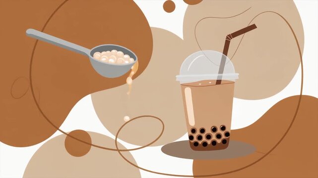 The Art of Boba: A visually appealing illustration presents a refreshing bubble tea drink alongside the essential boba pearls, showcasing the artful preparation of this beverage