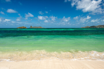 Tropical turquoise waters of Hermitage seascape on Carriacou in the West Indies