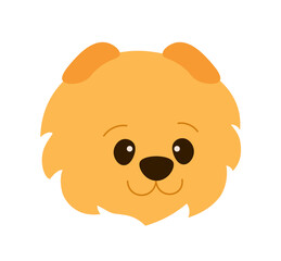 Domestic dog sticker. Adorable yellow puppy. Cute friend and companion. Domestic animal and pet. Logotype and emblem. Flat vector illustration