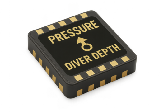 Pressure diver depth sensor detecting underwater conditions