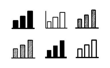 Obraz premium Set of hand-drawn bar chart icons in various styles