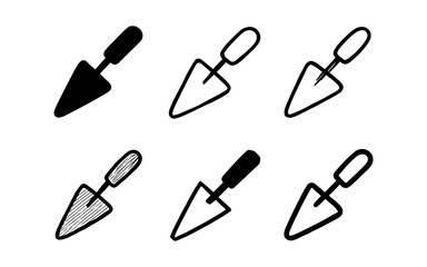 Obraz premium Minimalist black and white garden trowel icons set with hand-drawn styles