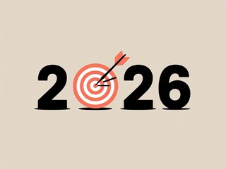 Silhouette anniversary celebrate countdown target bullseye arrow 2026 goal success resolution milestone aim New Year 2026 Concept