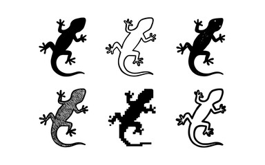 Gecko silhouette and outline styles for design projects