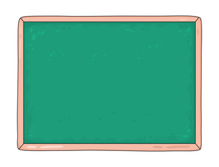 Blank green chalkboard cartoon illustration isolated vector