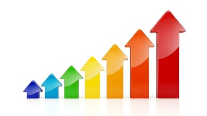 A vibrant and visually compelling illustration showcases a series of progressively larger arrows, each rendered in a different color, symbolizing growth, progress, and upward trends