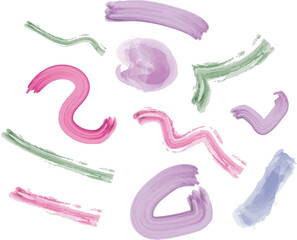 Colorful Watercolor Brush Strokes Set