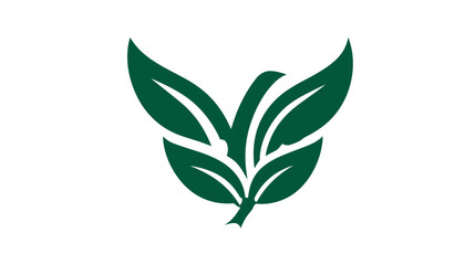 Minimalist green leaves vector icon. Natural organic plant symbol illustration representing growth, eco-friendliness, and nature concepts.