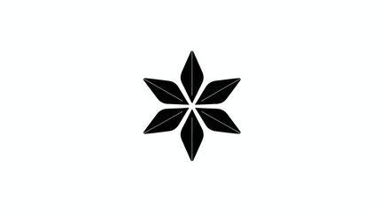 Abstract black geometric six-pointed star flower pattern. Simple modern minimal design element or graphic symbol on white.