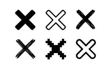 Obraz premium Set of six unique cross symbols in various art styles