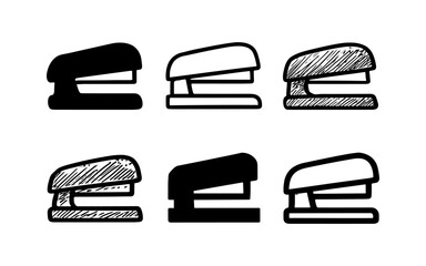 Obraz premium Variety of stapler designs featuring silhouettes and sketch styles