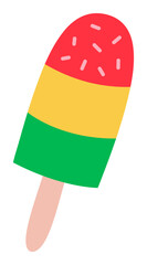 Colorful watermelon popsicle ice cream sticker for summer dessert and sweet snack