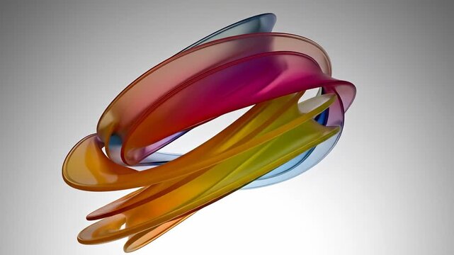Vibrant Rainbow Colored Abstract Glass Sculpture Animation.