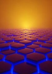 Obraz premium Abstract geometric background with glowing hexagons in dark purple and blue