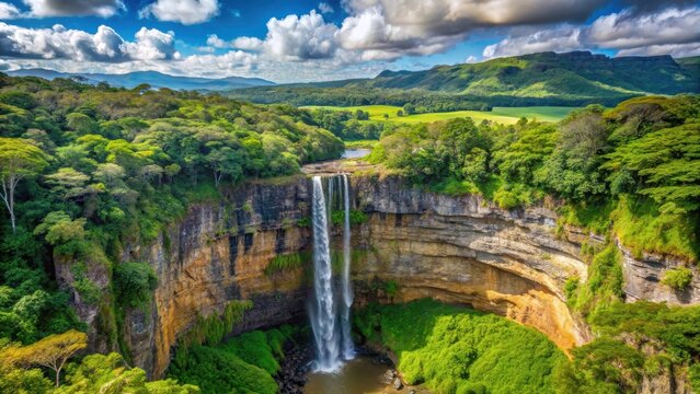 Chamarel Waterfall Landscape, scenic views , mountainous terrain