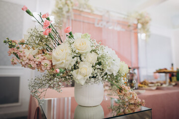Elegant floral centerpiece decorating special event celebration table