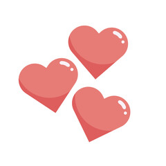 Three Pink Hearts Floating Together in a Simple Design.