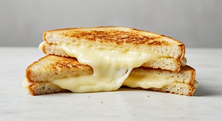 とろーりチーズが食欲をそそる焼きたてグリルチーズサンド暖かく輝く光が食感を引き立てる美味しそうな瞬間. AI Generated