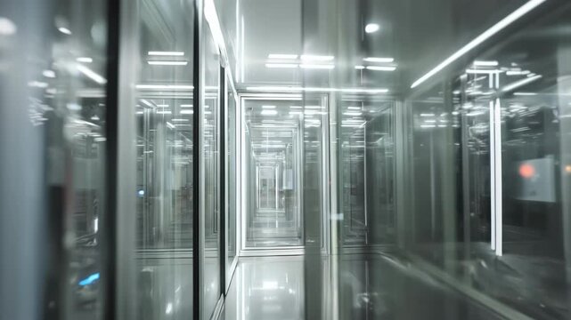 Medium shot of etched cobalt strips showcasing precise surface patterns and textures in a clean manufacturing environment.