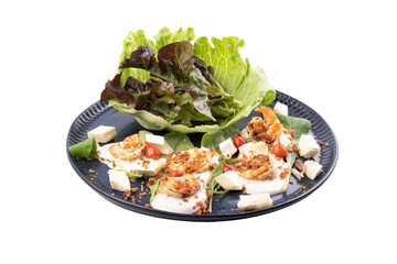 shrimp salad with leaf mi pepper pout light lettuce on transparent background