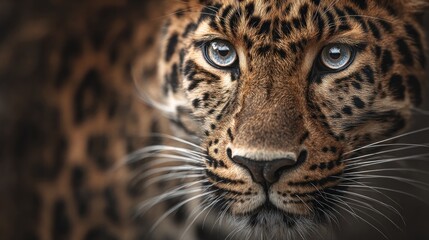 Intense Leopard Portrait with Striking Eyes and Detailed Fur Texture