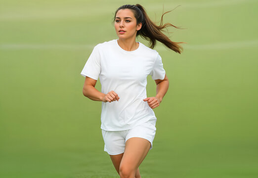 Woman soccer player in white uniform on field, ai generated - Powered by Adobe