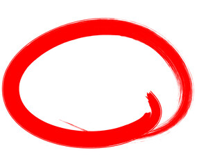Hand-drawn red marker circle isolated on a transparent background, brushstroke oval shape for design elements, highlighting, underlining 2