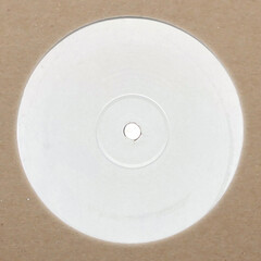Vinyl record with blank label and natural paper sleeve