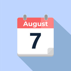 August 7 Vector Calendar
Modern flat color vector calendar with date