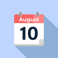 August 10 Vector Calendar
Modern flat color vector calendar with date