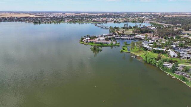 Residential buildings overlooking the Yarrawonga Mulwala border