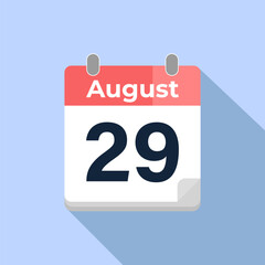 August 29 Vector Calendar
Modern flat color vector calendar with date