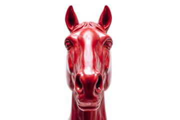 Red horse head on a neutral transparent background for designers, marketers. 2026. Popular illustration, object, symbol, texture, pattern, holiday.
