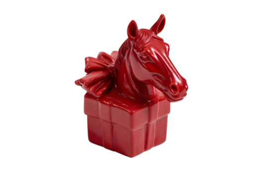 Red horse head on a neutral transparent background for designers, marketers. 2026. Popular illustration, object, symbol, texture, pattern, holiday.