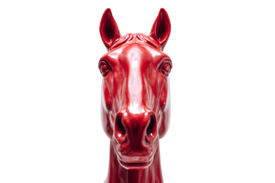 Red horse head on a neutral transparent background for designers, marketers. 2026. Popular illustration, object, symbol, texture, pattern, holiday.