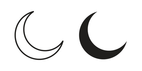 Moon icon pictogram in trendy outline style. icon, sign or symbol. © Dingdong
