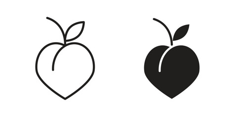 Peach icon pictogram in trendy outline style. icon, sign or symbol.