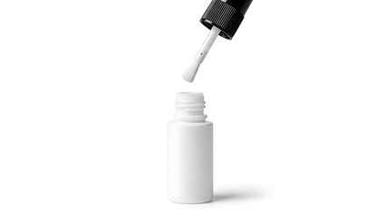 Essential white liquid applicator bottle and brush for various touch-up tasks and repairs