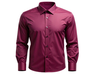 Classic Maroon Formal Shirt Front View, Buttoned Up, Transparent PNG