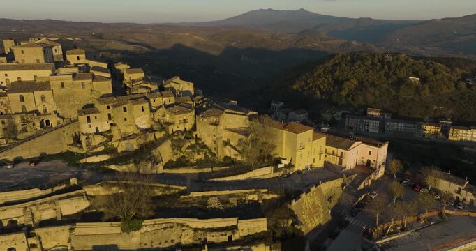 Aerial view of Calitri village, Italy.