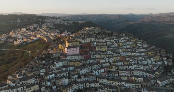 Aerial view of Calitri cityscape, Italy.