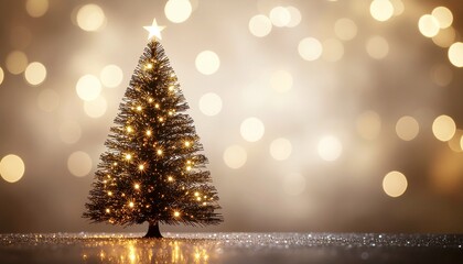 ツリーのシルエットが浮かぶシンプルきらきら光背景画像